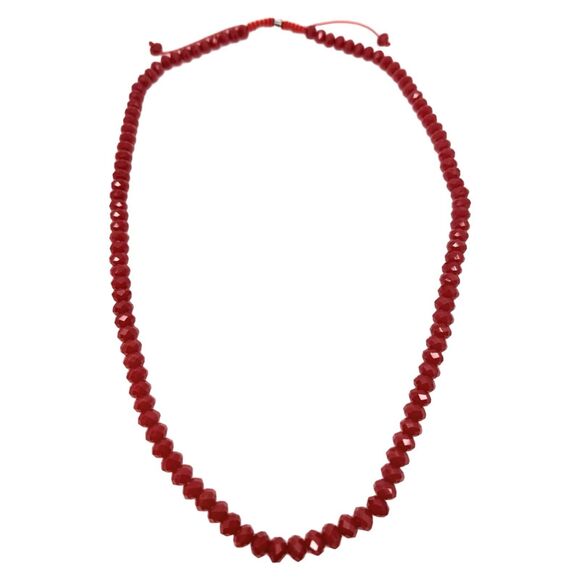 VTG Bold Icy Red Beaded Long Necklace 24-30” Adjustable Formal Lovecore Trendy - Picture 7 of 11